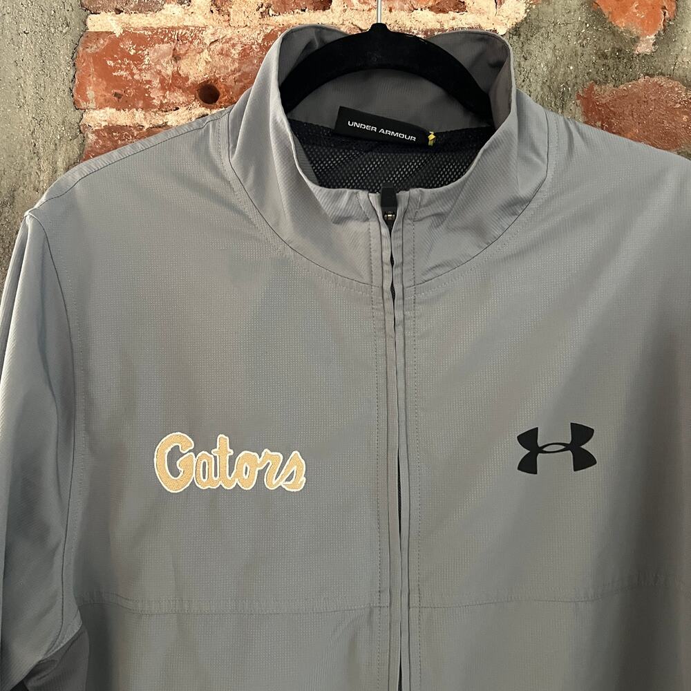 Florida Gators Under Armour Men's Full Zip Gray Jacket L 22x29